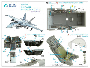 Quinta Studio QD48259 F/A-18E 3D-Printed &amp;amp; coloured Interior on decal paper (HobbyBoss) 1/48 – imagen 2