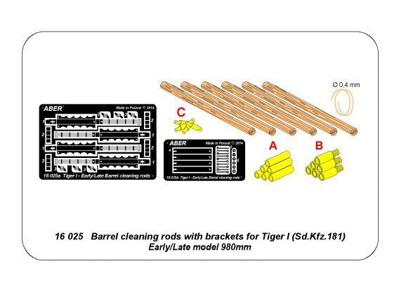 Aber 16025 Barrel cleaning rods with brackets for Tiger I – early/late 1/16 – imagen 4