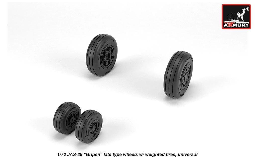 Armory Models AW72504 JAS-39 Gripen wheels w/ weighted tires, late 1/72 – immagine 3