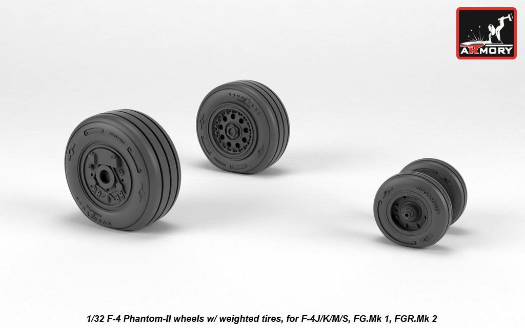 Armory Models AW32308 F-4 Phantom-II wheels w/ weighted tires, late 1/32 – immagine 2