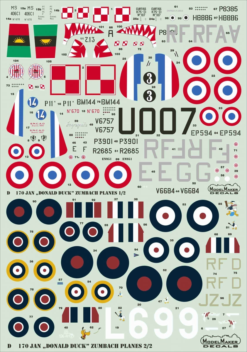 ModelMaker Decals D48170 Jan &amp;quot;Donald Duck&amp;quot; Zumbach Planes 1/48 – imagen 2