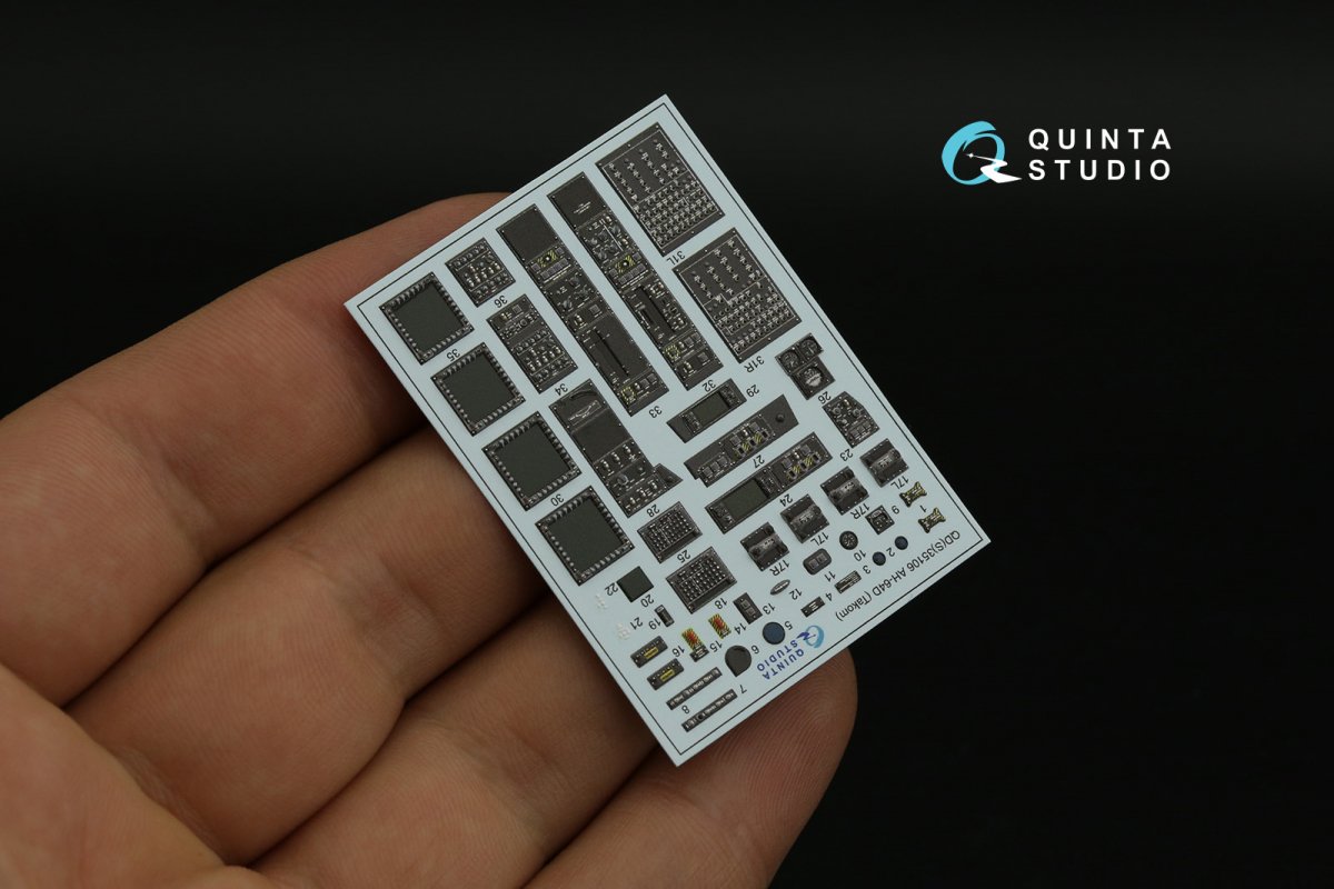 Quinta Studio QD+35106 AH-64D 3D-Printed &amp;amp; coloured Interior on decal paper (Takom) (with 3D-printed resin parts) 1/35 – immagine 12
