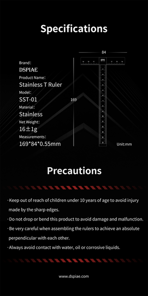 DSPIAE SST-01 Stainless Steel T-Ruler – immagine 9