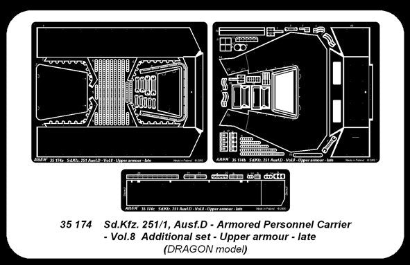 Aber 35174 Sd.Kfz. 251/1 Ausf.D. cz.8 gorny pancerz pozny (DRA) 1/35 – zdjęcie 2