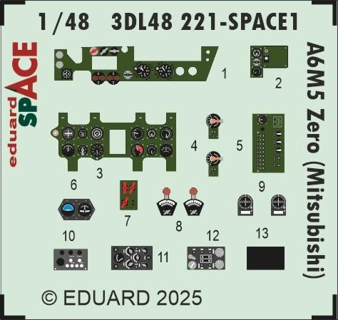 Eduard 3DL48221 A6M5 Zero (Mitsubishi) SPACE FINE MOLDS 1/48 – Bild 3
