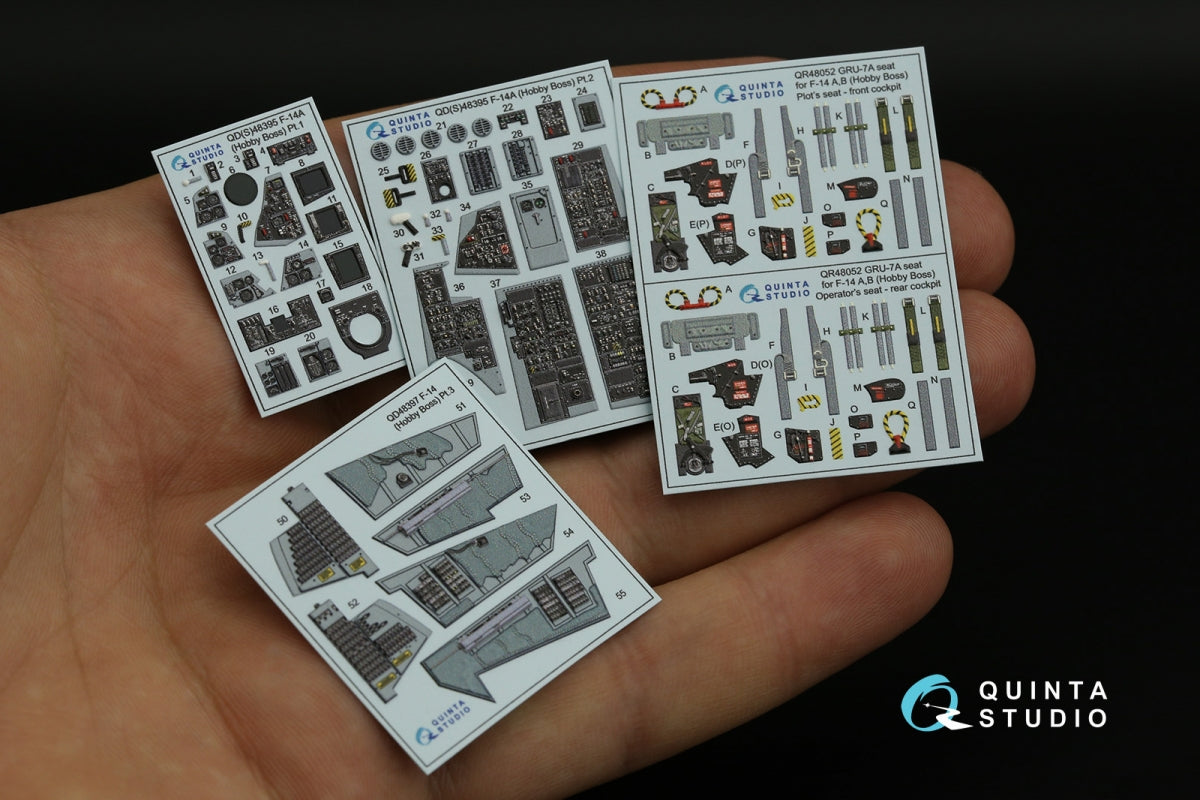 Quinta Studio QD48395 F-14A 3D-Printed &amp;amp; coloured Interior on decal paper (Hobby Boss) 1/48 – immagine 3