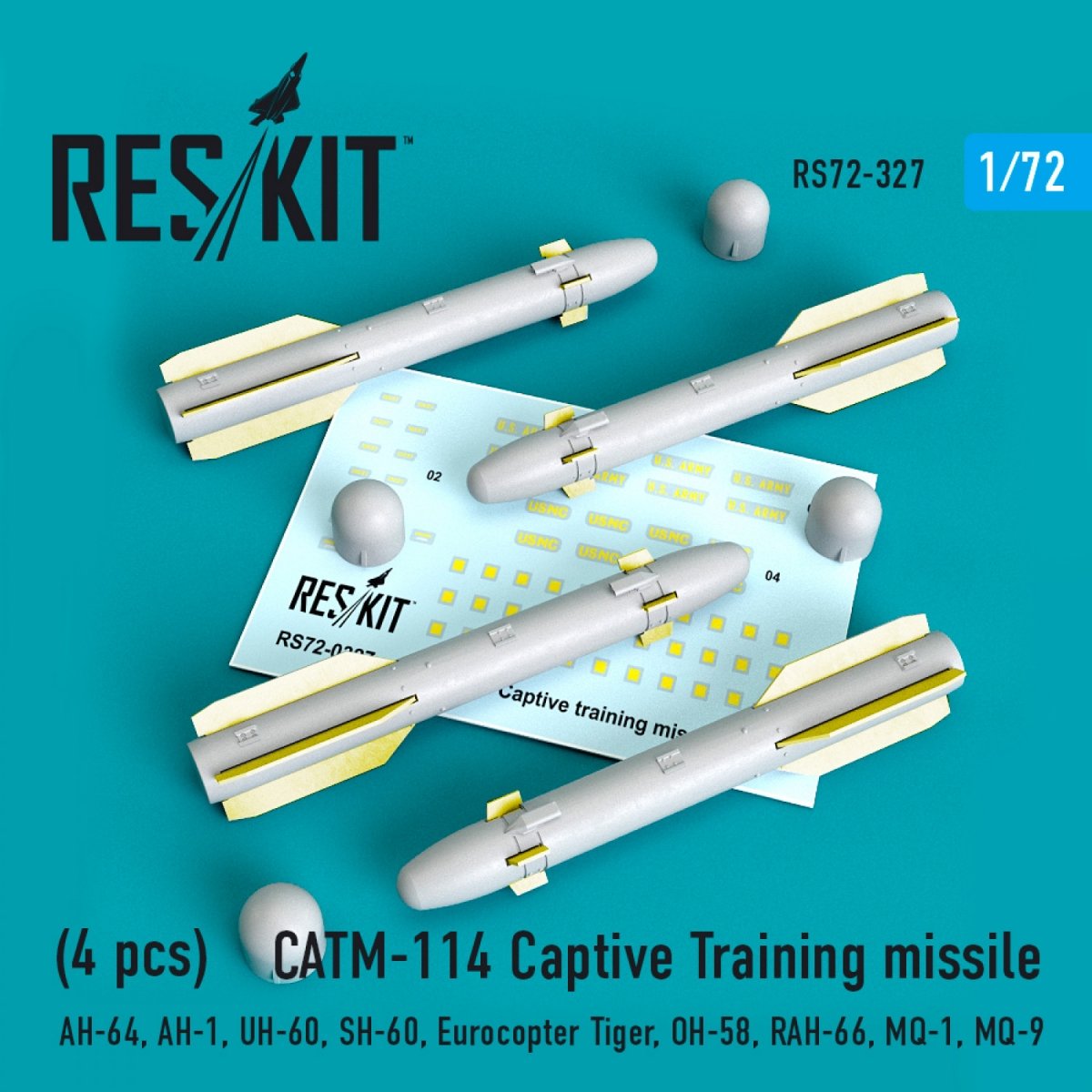 RESKIT RS72-0327 CATM-114 MISSILES D'ENTRAÎNEMENT CAPTIFS (4 PIÈCES) 1/72