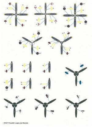 Techmod 24021 Propeller logos and stencils / Oznakowanie śmigieł 1/24 – imagen 2