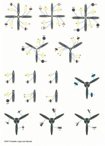 Techmod 24021 Propeller logos and stencils / Oznakowanie śmigieł 1/24 – imagen 2