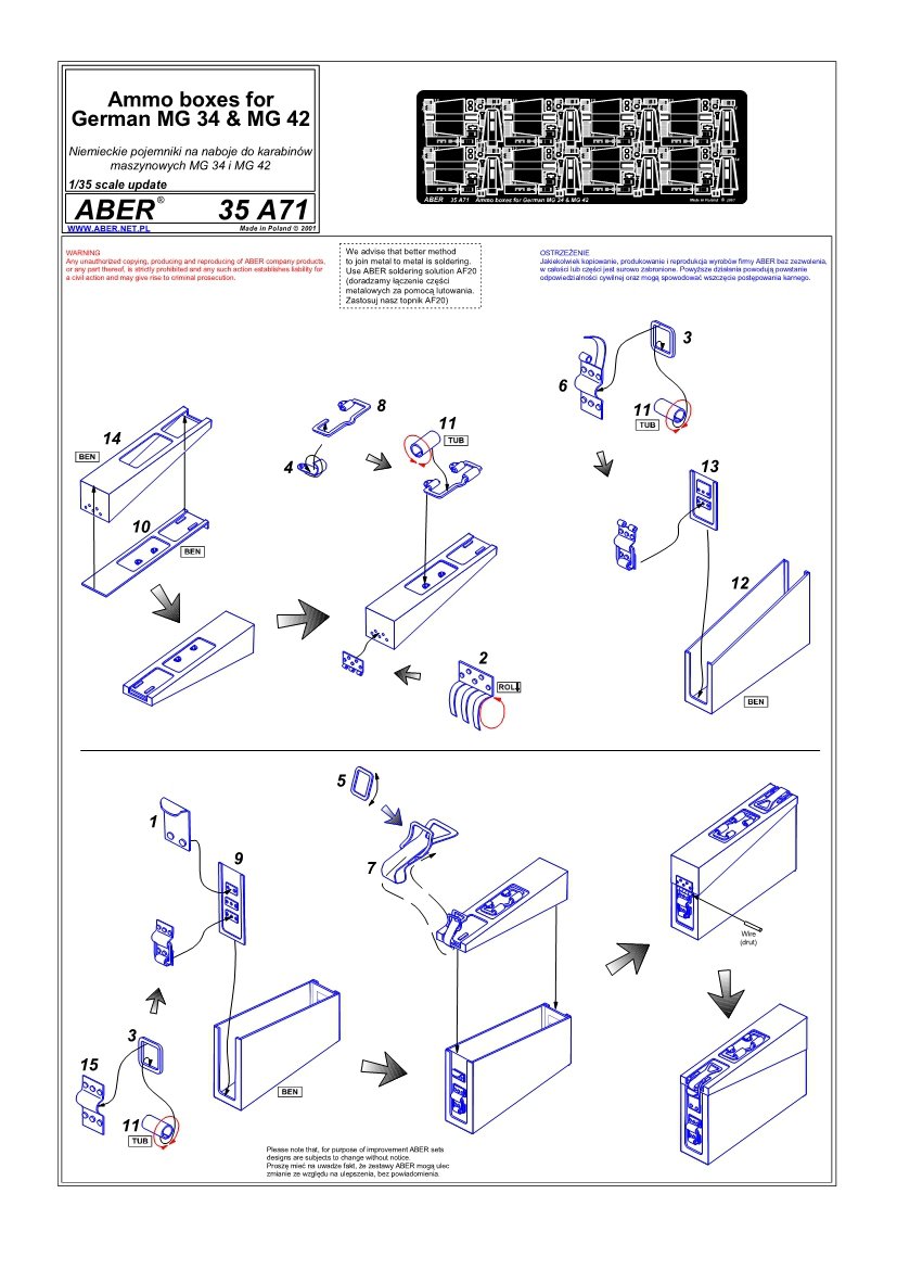 Boîtes de munitions Aber 35A071 pour MG 34 et MG 42 allemandes (1/35) – image 4