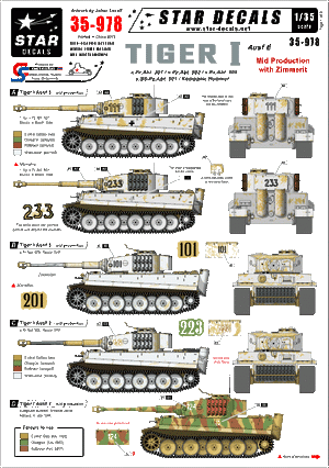 Star Decals 35-978 Tiger I Ausf E Mid production 1/35