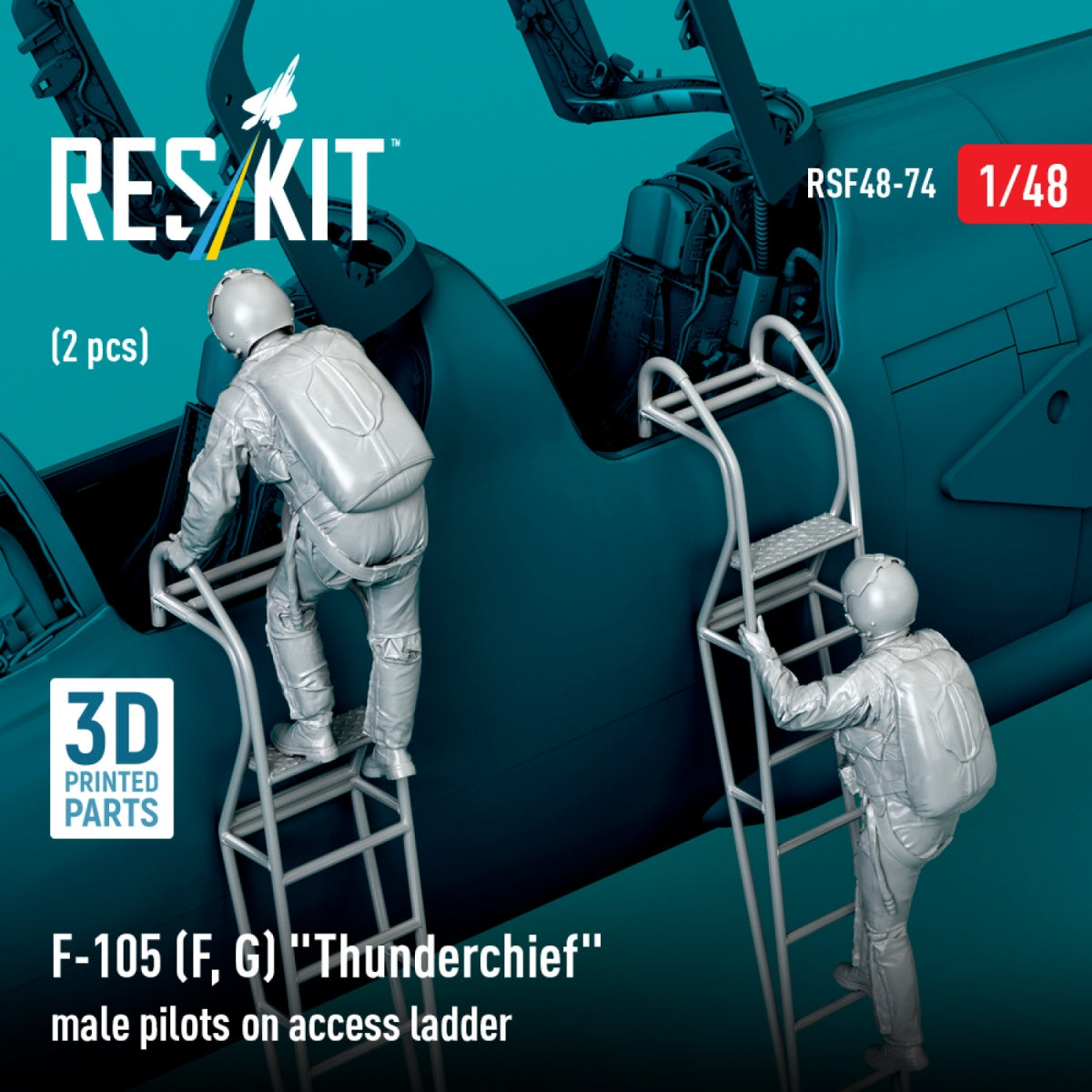 RESKIT RSF48-0074 F-105 (F, G) "Thunderchief" male pilots on access ladder (2 pcs) (3D Printed) 1/48