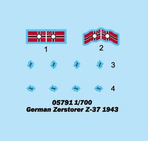 Trumpeter 05791 German Zerstorer Z-37 1943 1/700 – imagen 2