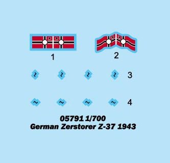 Trumpeter 05791 German Zerstorer Z-37 1943 1/700 – imagen 2