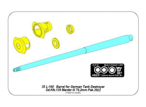 Aber 35L-168 76.2mm Pak 36(r) barrel for the German Marder III (Sd.Kfz. 139) tank destroyer 1/35 – image 2