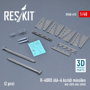 RESKIT RS48-0413 R-40RD (AA-6 ACRID) MISSILES (2 PCS) 1/48 – immagine 2