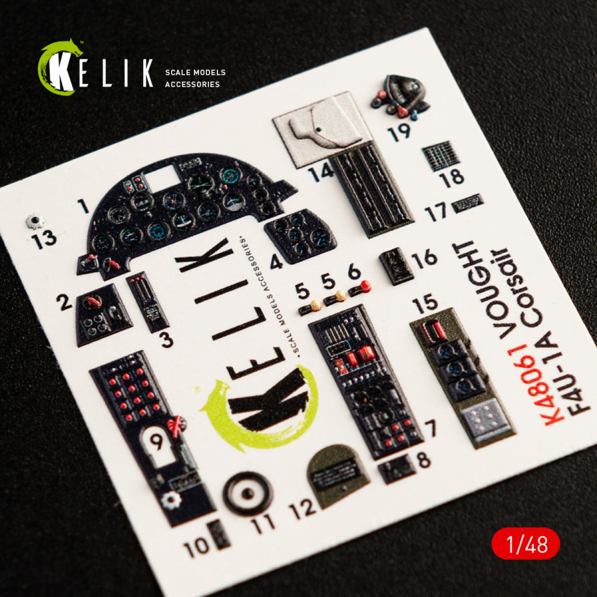Décalcomanies 3D intérieures KELIK K48061 F4U-1A CORSAIR pour maquette Tamiya au 1/48 – image 5