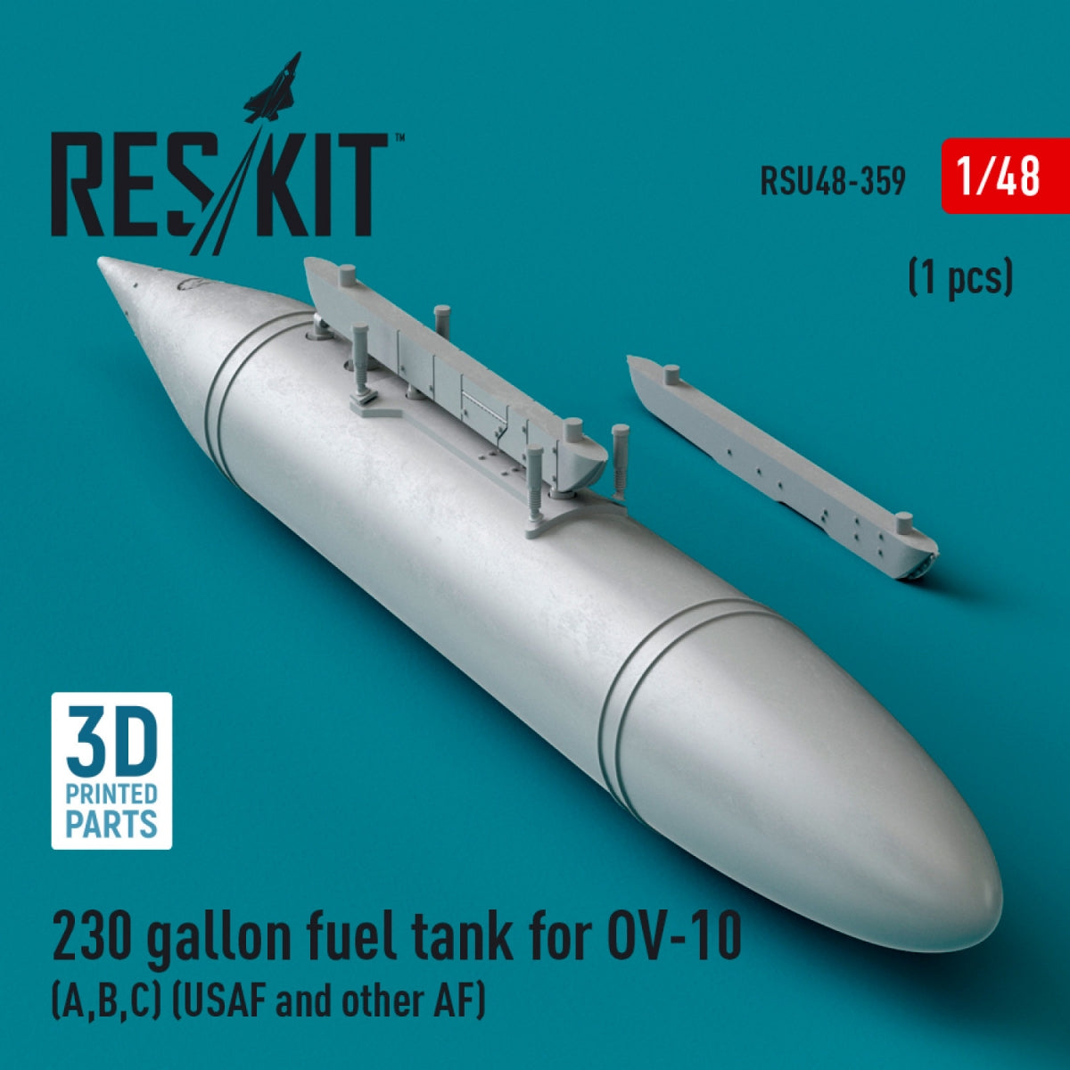Réservoir de carburant central RESKIT RSU48-0359 de 230 gallons pour OV-10 (A, B, C) (USAF et autres forces aériennes) (1 pièce) (Impression 3D) 1/48 – image 2