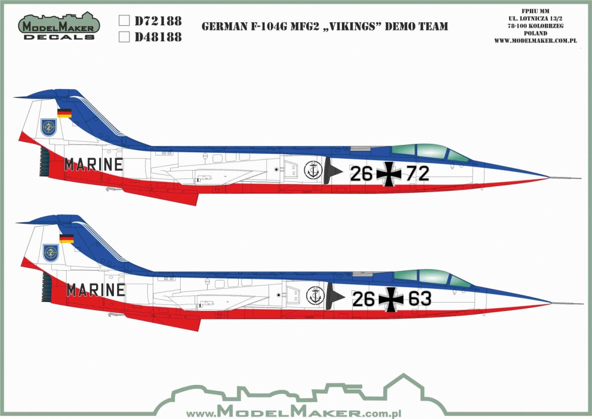 ModelMaker Decals D48188 German F-104G MFG2 „Vikings” DEMO TEAM 1/48