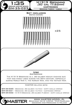 Master GM-35-023 M1919 Browning .30 caliber (7,62mm) - naboje (25sztuk) 1/35 – Bild 4
