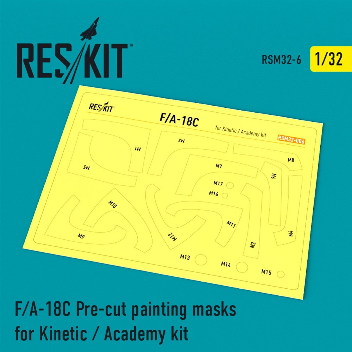 RESKIT RSM32-0006 F/A-18C &amp;quot;HORNET&amp;quot; PRE-CUT PAINTING MASKS FOR KINETIC / ACADEMY KIT 1/32