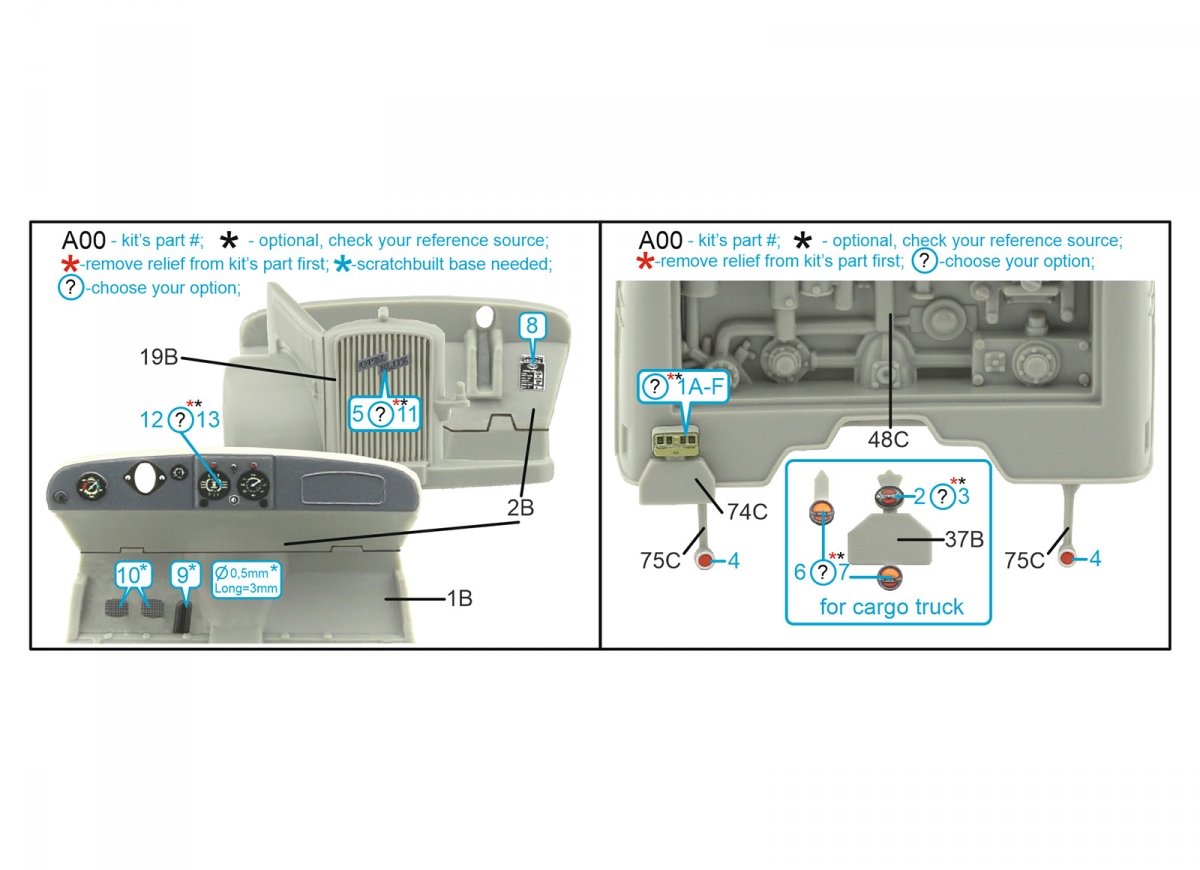 Quinta Studio QD48294 Opel Blitz family 3D-Printed &amp;amp; coloured Interior on decal paper (Tamiya/Italeri) 1/48 – immagine 2