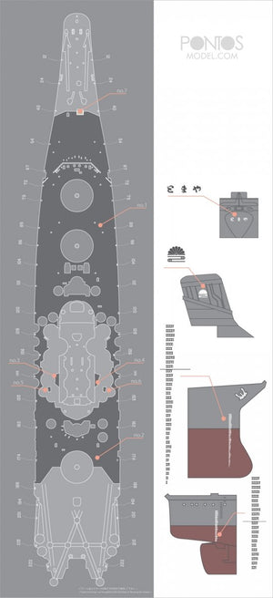 Pontos 35009WD1 IJN Yamato 1945 Coal Black Wooden Deck set 1/350 – zdjęcie 3