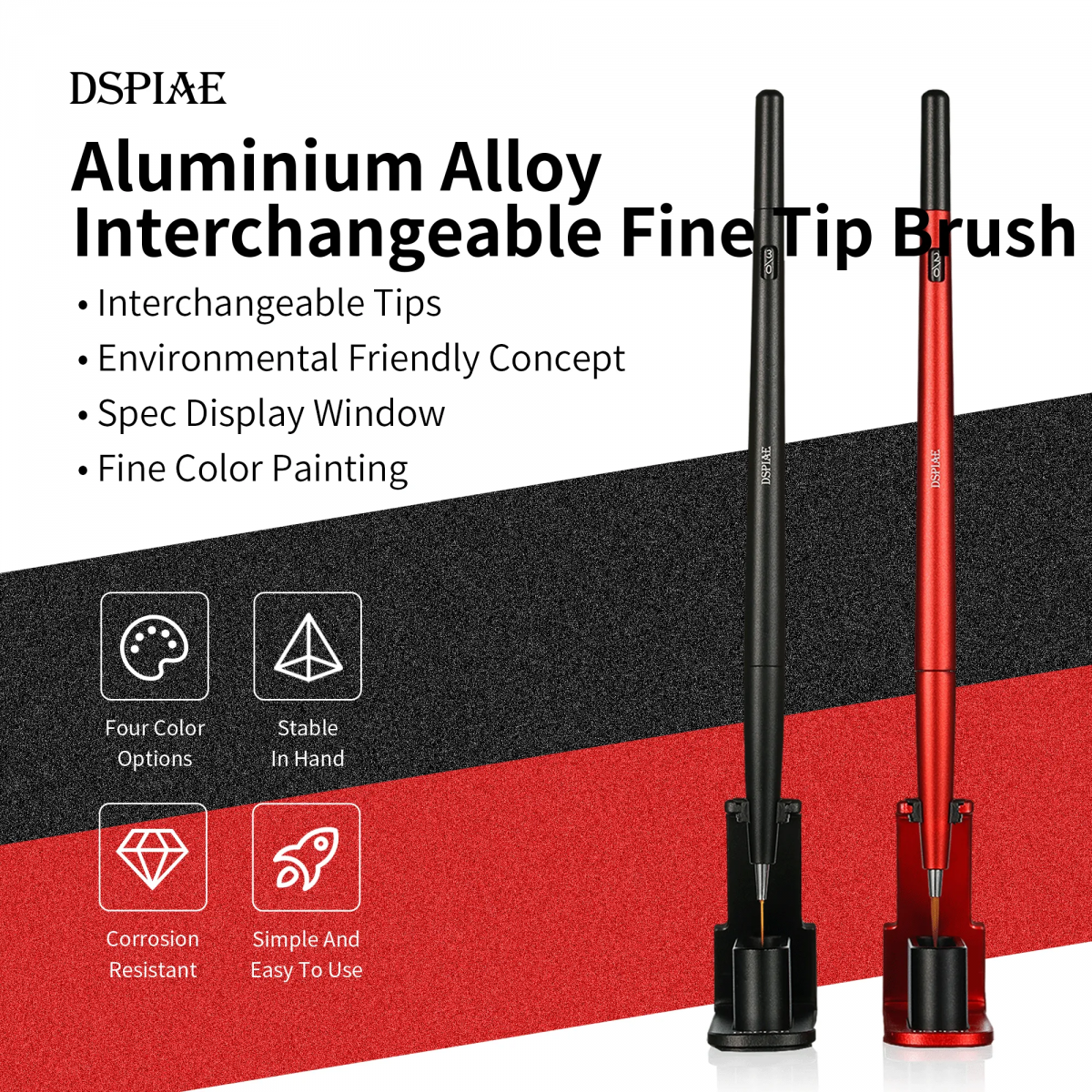DSPIAE AT-FB01 Fine Brush With Replacable Point Tip - Red / Precyzyjny pędzel z wymienną końcówką – immagine 4