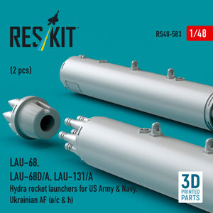 RESKIT RS48-0583 LAU-68, LAU-68D/A, LAU-131/A Hydra rocket launchers for US Army &amp; Navy, Ukrainian AF (a/c &amp; h) (2pcs) (3D Printed) 1/48