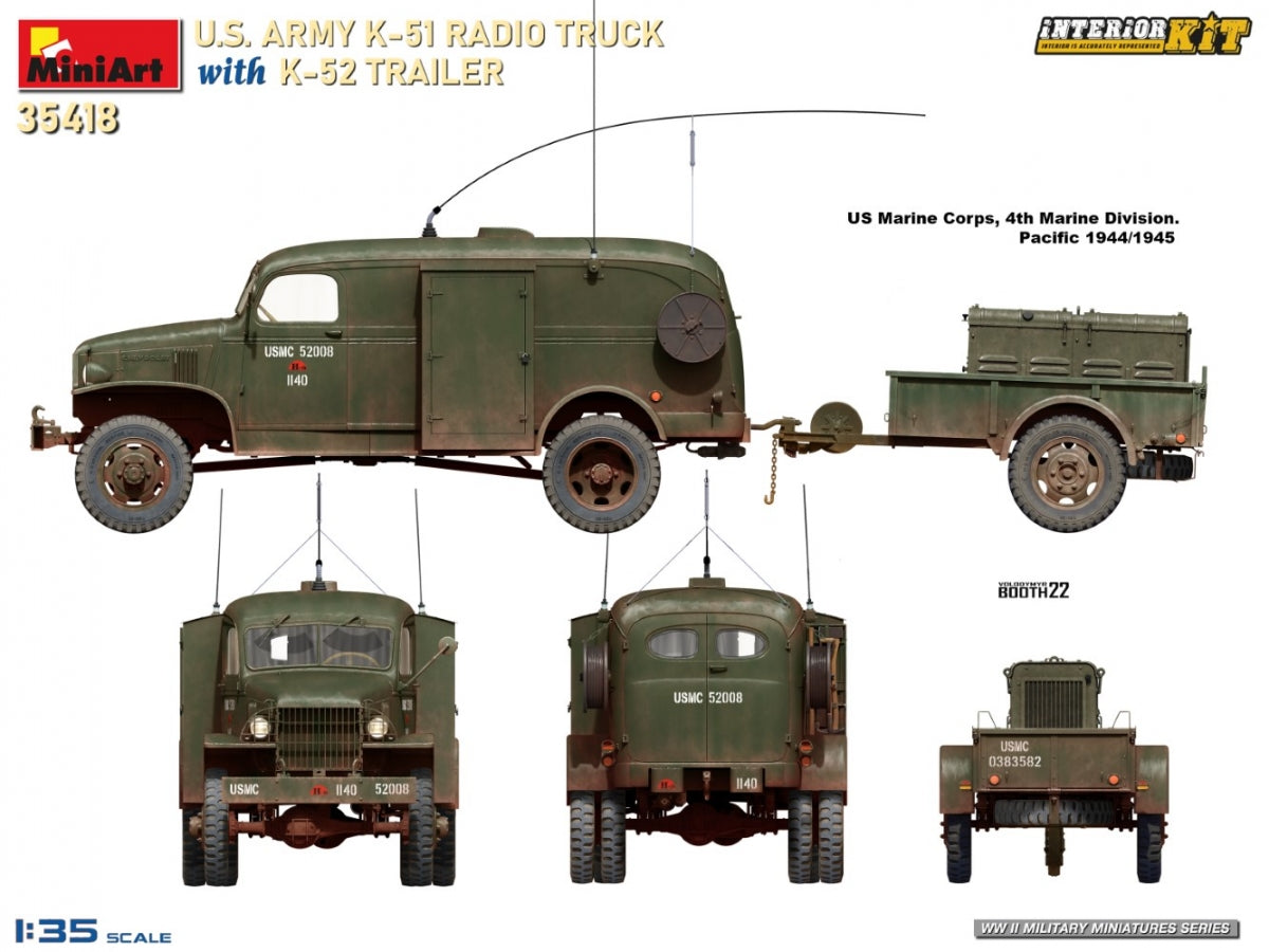 MiniArt 35418 Camion radio K-51 de l&amp;#39;armée américaine avec remorque K-52. Kit intérieur 1/35 – image 16