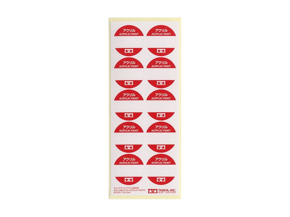 Étiquettes pour bouchons Tamiya 87197 (pour peintures acryliques)