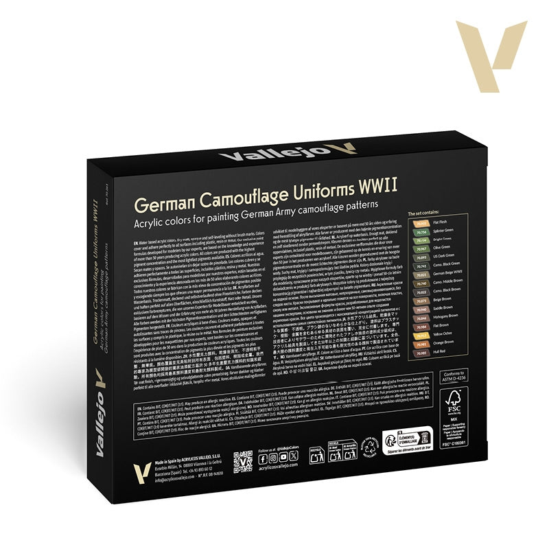 Vallejo 70261 German Camouflage Uniforms WWII - Model Color Set 16x18ml