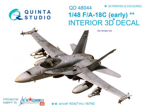 Quinta Studio QD48044 F/A-18C (early) 3D-Printed &amp;amp; coloured Interior on decal paper (for Kinetic) 1/48