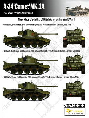 Vespid Models VS720002 A-34 &amp;#39;Comet&amp;#39; MK.1A British Cruiser Tank 1/72 – imagen 7