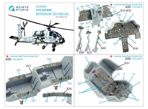 Quinta Studio QD35090 AH-64A 3D-Printed &amp;amp; coloured Interior on decal paper (Academy) 1/35 – imagen 2