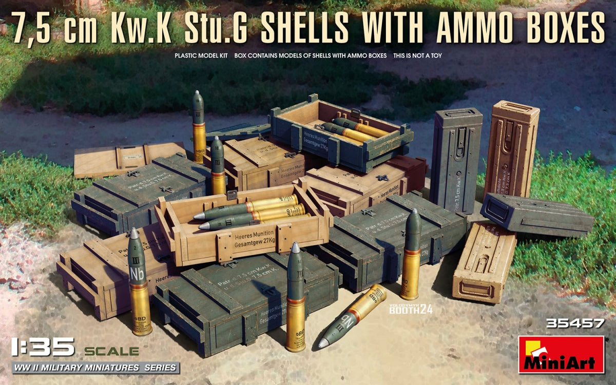 MiniArt 35457 Obus de 7,5 cm Kw.K Stu.G avec boîtes de munitions 1/35