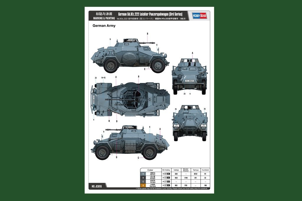 Hobby Boss 83816 German Sd.Kfz.222 Leichter Panzerspahwagen 1/35 – imagen 2
