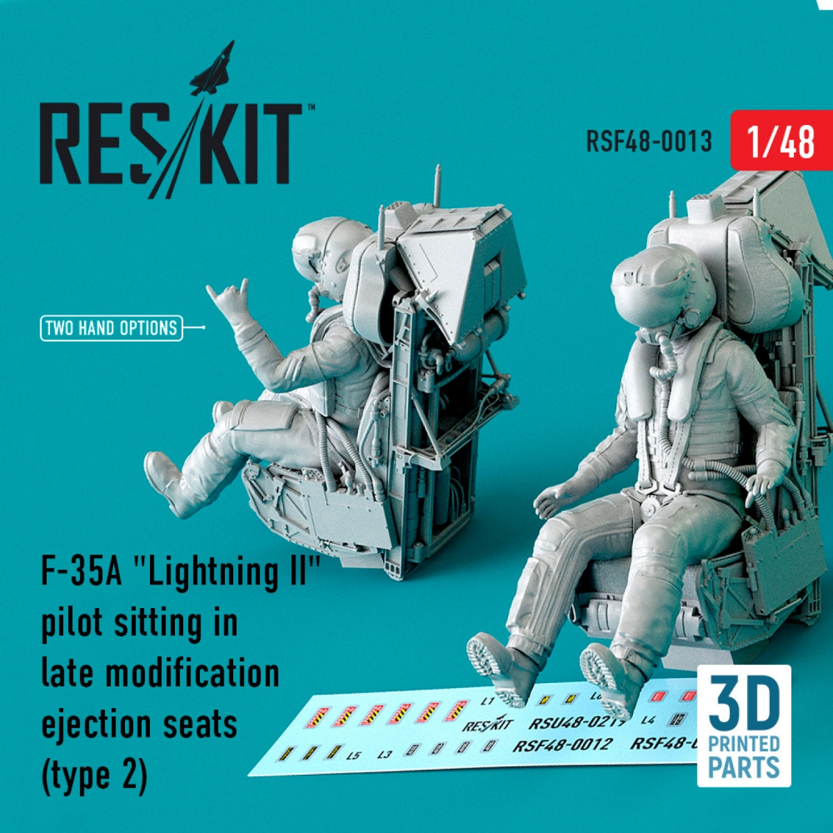 RESKIT RSF48-0013 F-35A "LIGHTNING II" PILOT SITTING IN LATE MODIFICATION EJECTION SEATS (TYPE 2) (3D PRINTED) 1/48