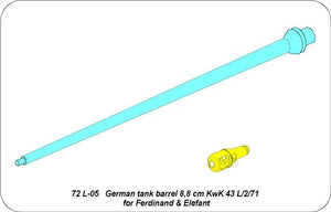 Aber 72L-05 Barrel 8.8 cm KwK.43 L/2/71 for Ferdinand and Elefant / German tank barrel 8.8 cm KwK 43 l/2/71 for Ferdinand and Elefant 1/72 – image 4