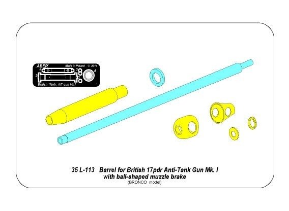 Aber 35L-313 Barrel for British 17pdr Anti-Tank Gun Mk.I with ball-shaped muzzle brake / Lufa do angielskiej 17 funtowej przeciw-pancernej armaty Mk.I z kulistym hamulcem wylotowym 1/35 – imagen 4