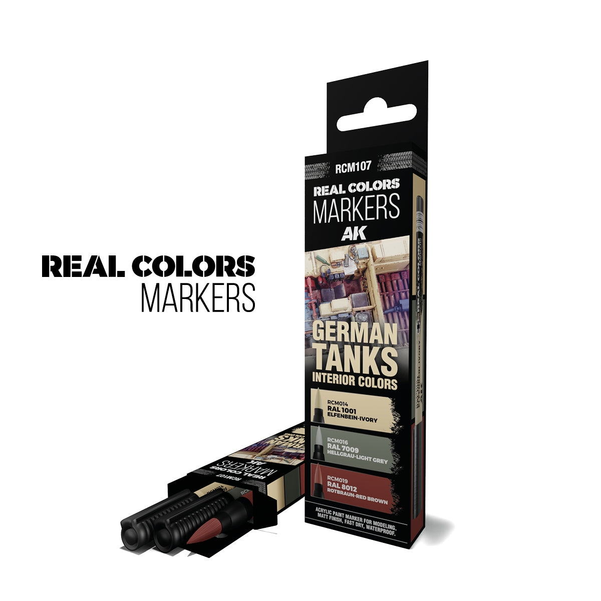 AK Interactive RCM107 GERMAN TANKS INTERIOR COLORS – RC MARKERS SET RCM014 RCM016 RCM019 – imagen 2