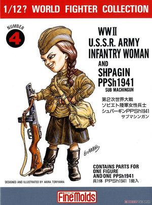 FineMolds FT4 Femme fantassin soviétique de la Seconde Guerre mondiale et PPSh1941 1/12