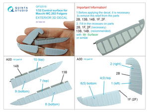Quinta Studio QP32018 Control surface for Macchi Mc.202 Folgore (Italeri) 1/32 – image 2