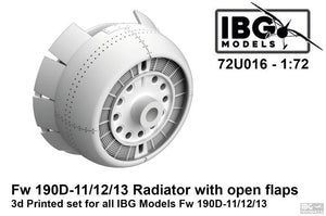 IBG 72U016 FW 190D-11/12/13 Radiateur à volets ouverts, kit imprimé en 3D pour maquettes IBG au 1/72