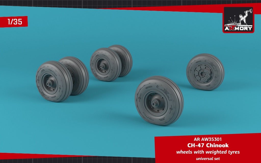 Armory Models AW35301 CH-47 Chinook wheels w/ weighted tires 1/35 – immagine 2