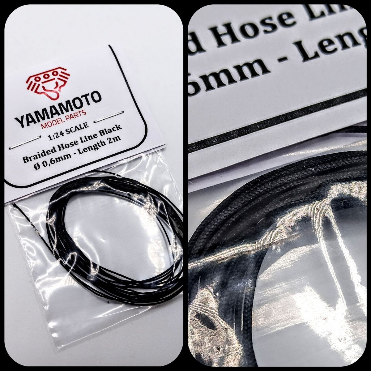 Yamamoto Model Parts YMPTUN75 Braided Hose Line Black 0,6mm 2m 1/24 – imagen 3