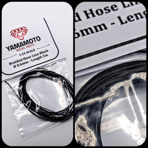 Yamamoto Model Parts YMPTUN75 Braided Hose Line Black 0,6mm 2m 1/24 – imagen 3