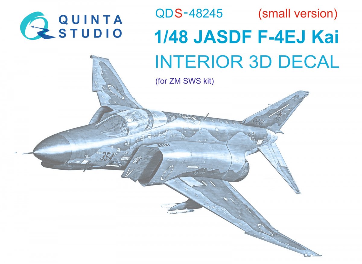 Quinta Studio QDS-48245 F-4EJ Kai 3D-Printed &amp;amp; coloured Interior on decal paper (ZM SWS) (Small version) 1/48