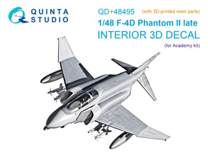 Quinta Studio QD+48495 F-4D late Phantom II 3D-Printed &amp;amp; coloured Interior on decal paper (Academy) (with 3D-printed resin parts) 1/48