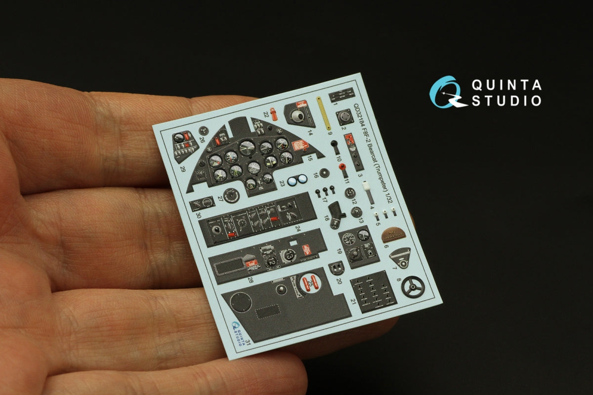 Quinta Studio QD32184 F8F-2 Bearcat 3D-Printed coloured Interior on decal paper (Trumpeter) 1/32 – imagen 6